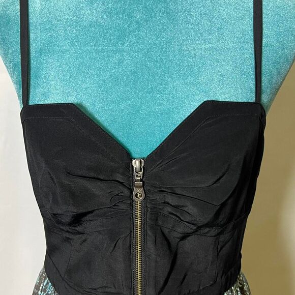 Vena Cava Women's Black and Blue Silk Dress luxe designer party - Picture 5 of 8